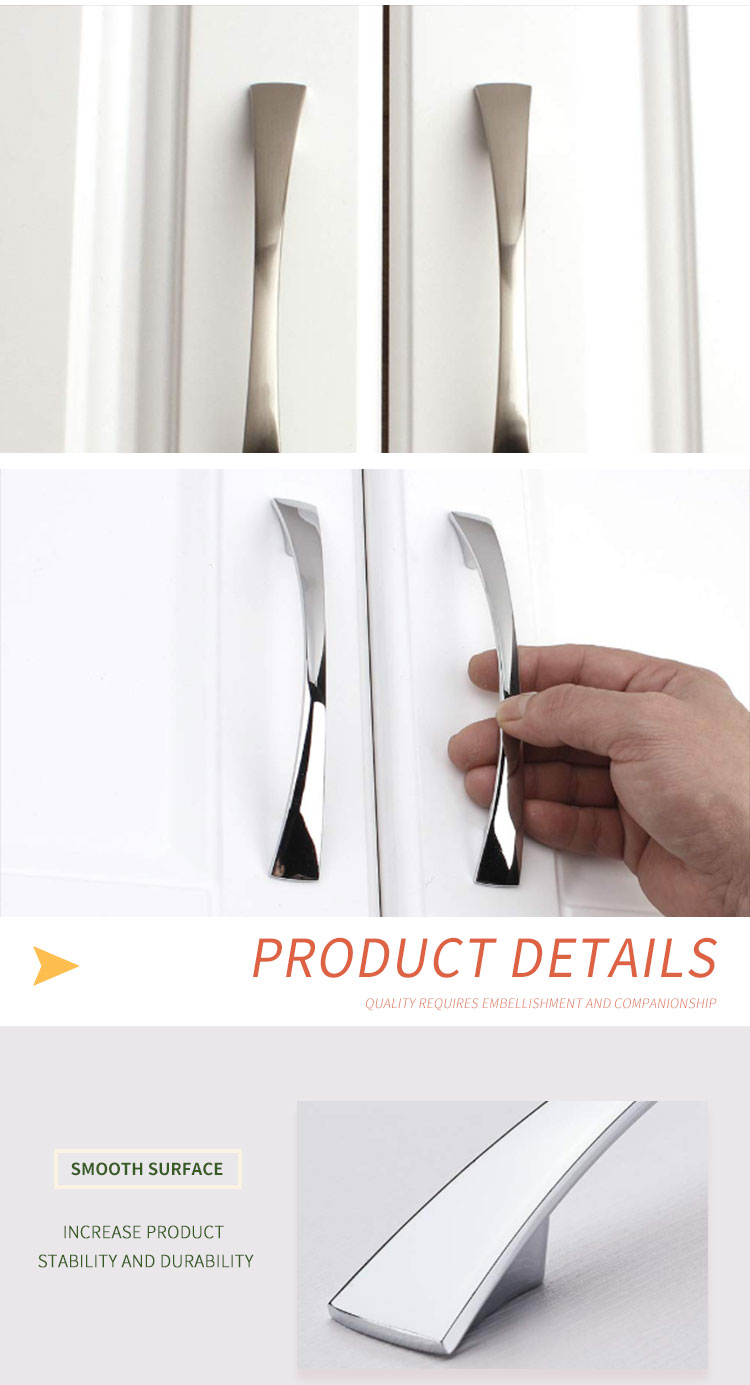 Nordic Minimalist Custom Kitchen Accessories Living Room Stainless Steel handle,  Silver 4 inch cabinet Drawer pulls Handle