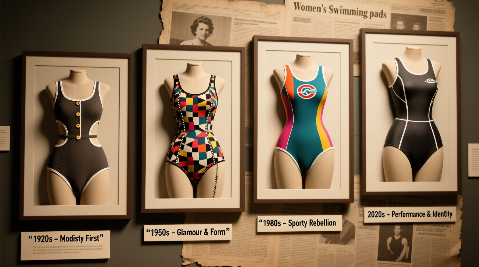 old days womens swimming pad