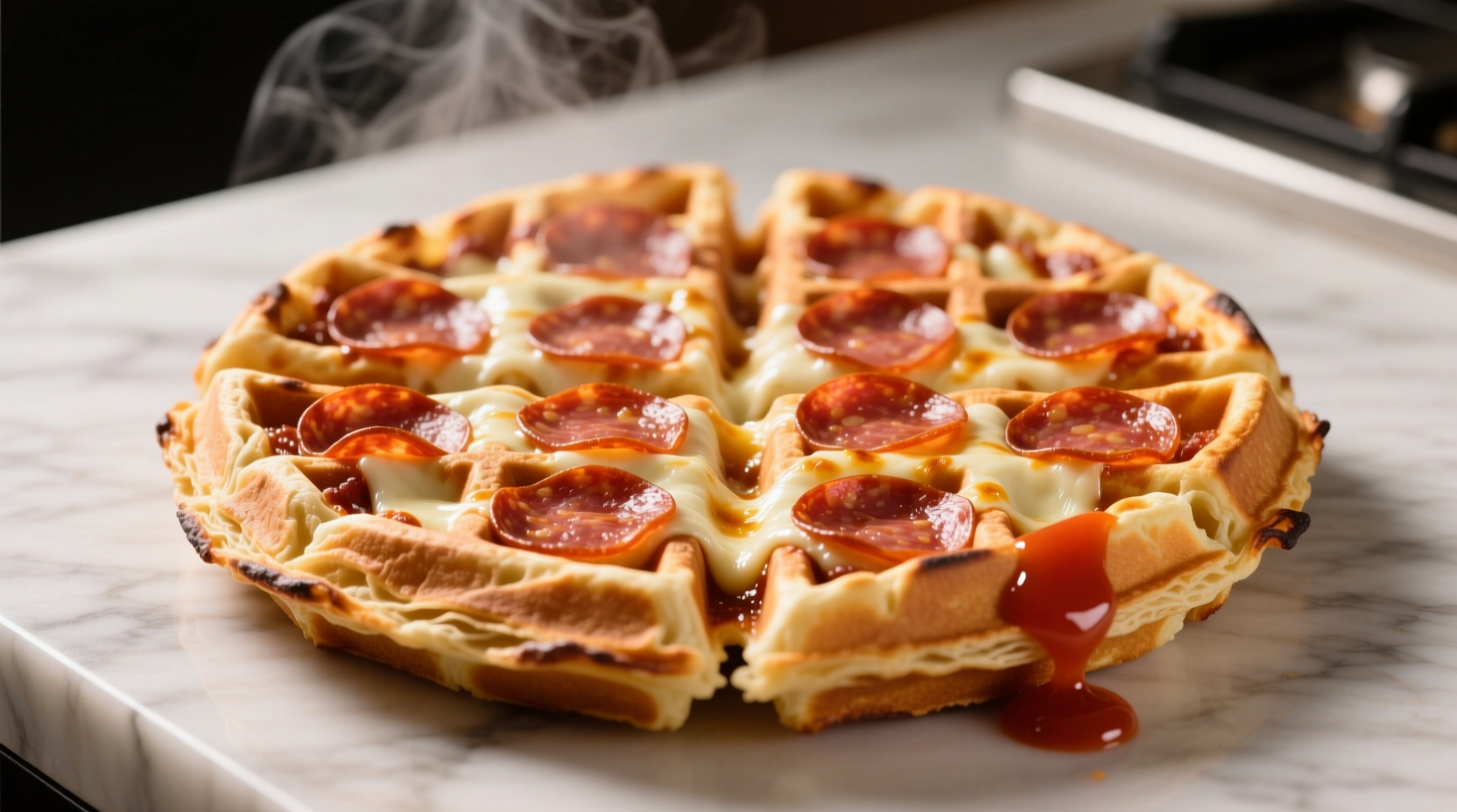 crispy flaky pepperoni pizza puff pastry waffle recipe