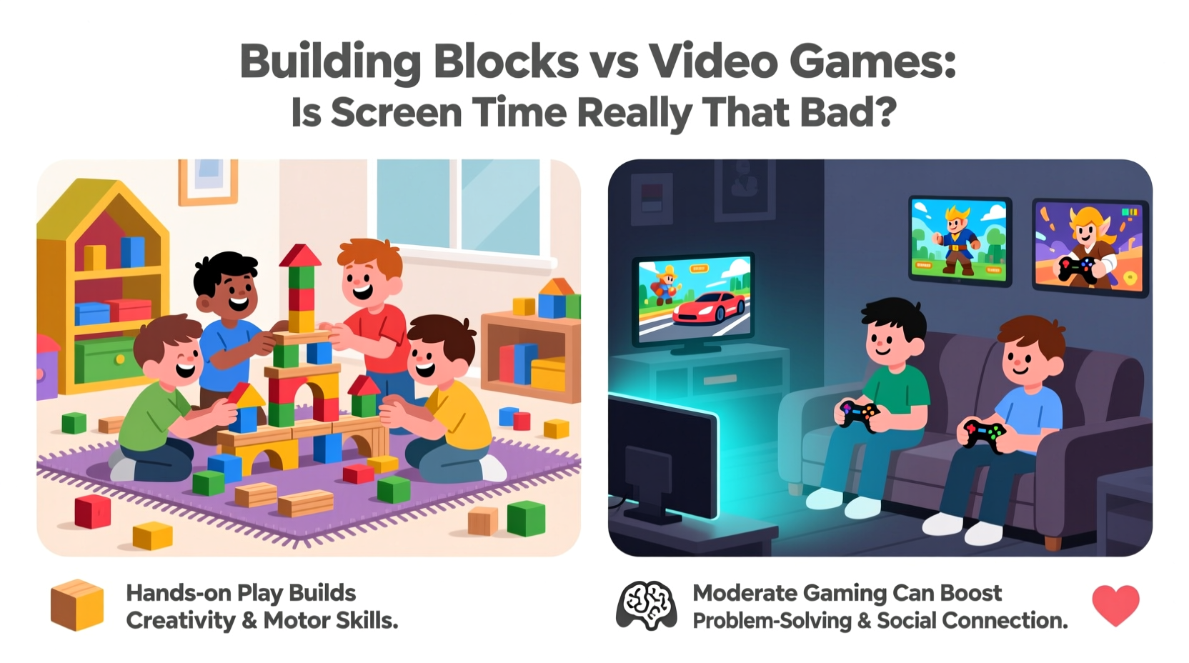 building blocks vs video games for boys is screen time really that bad