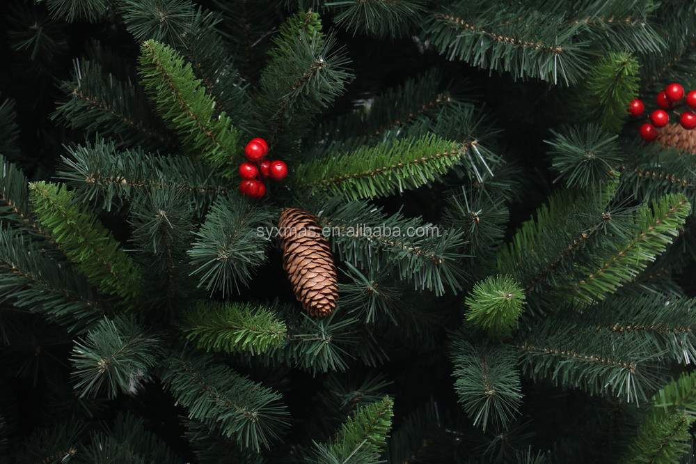 150cm amazon hot sale pvc Christmas tree with pinecone and red berries