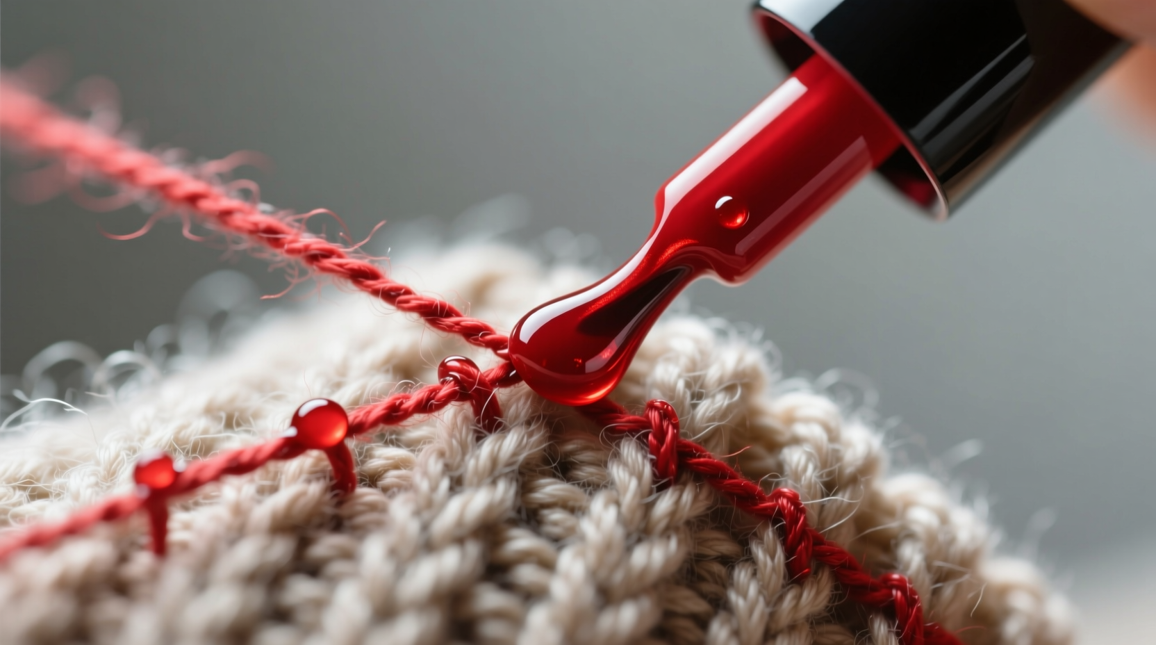 mend a sweater snag with nail polish