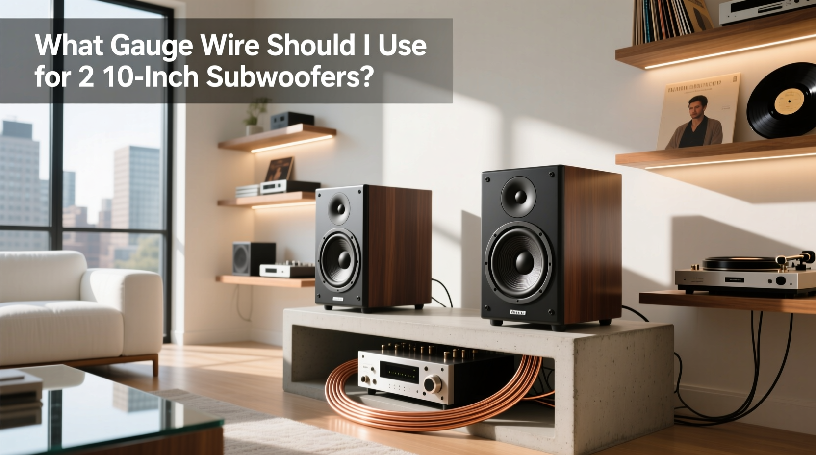 Dual 10 inch subwoofer setup showing wiring connections