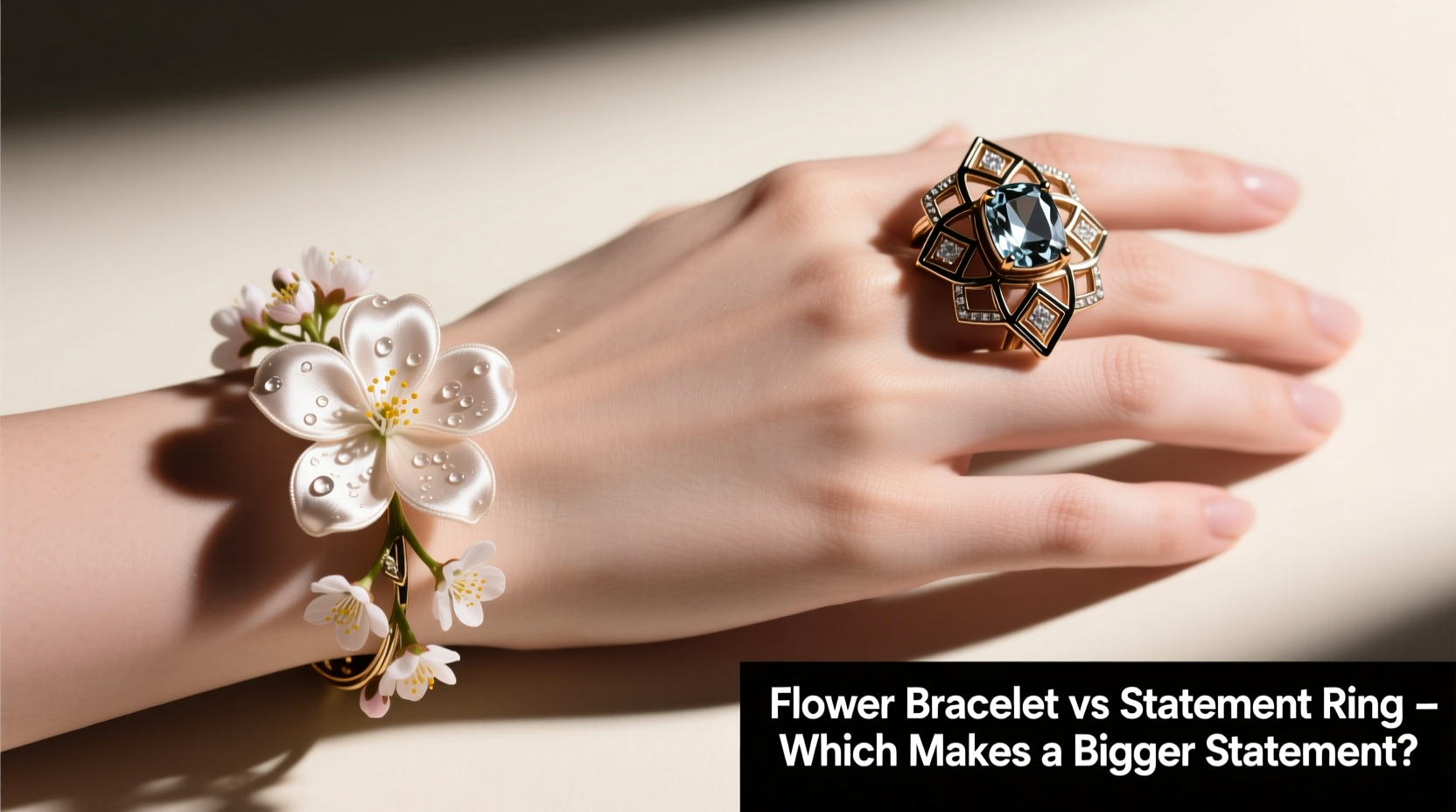 flower bracelet or statement ring which one makes a bigger statement