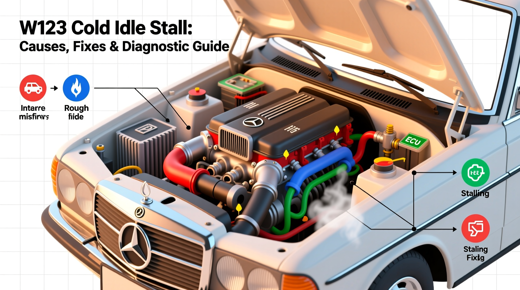w123 cold idle stall