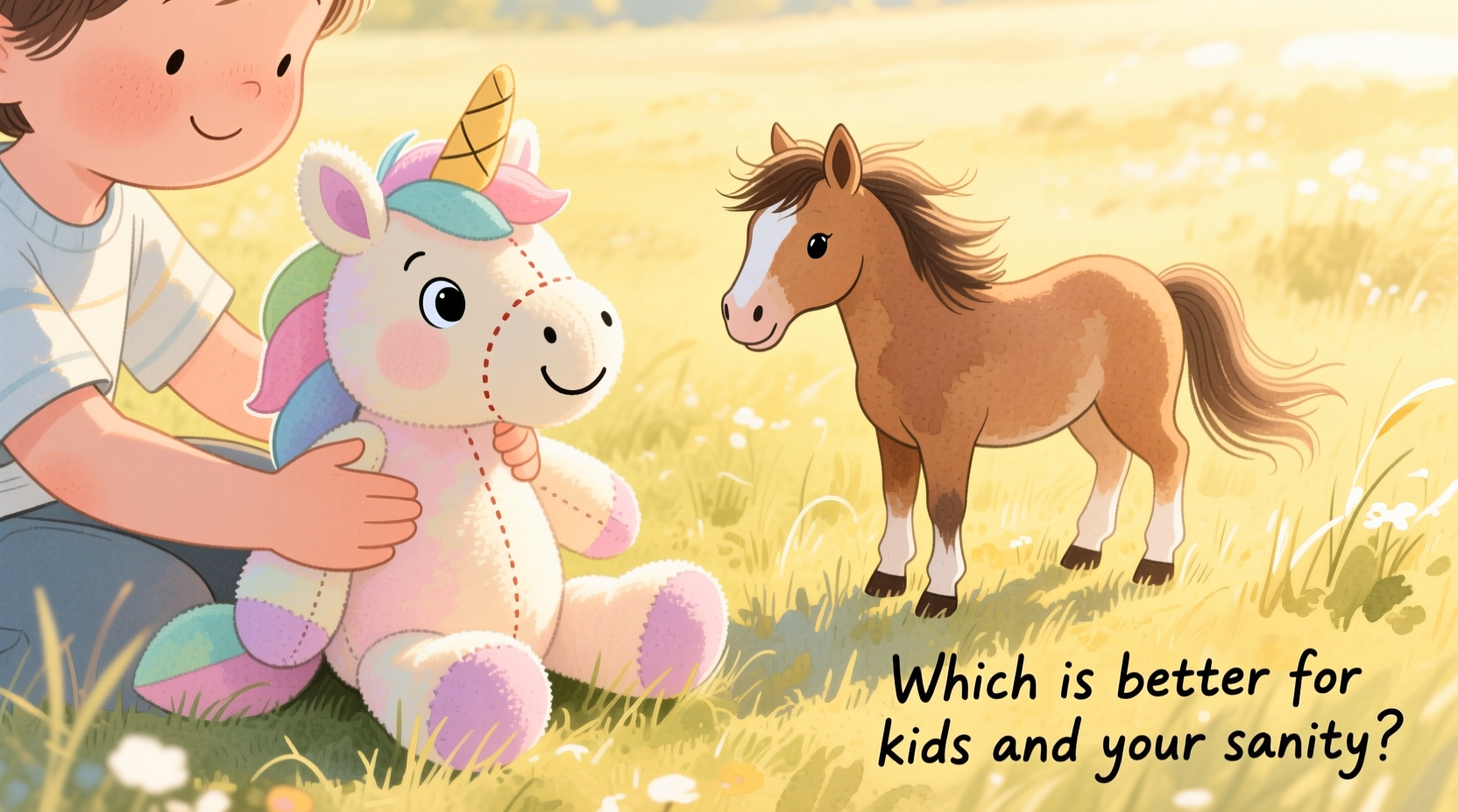 pony plush vs real pony which is really better for kids and your sanity