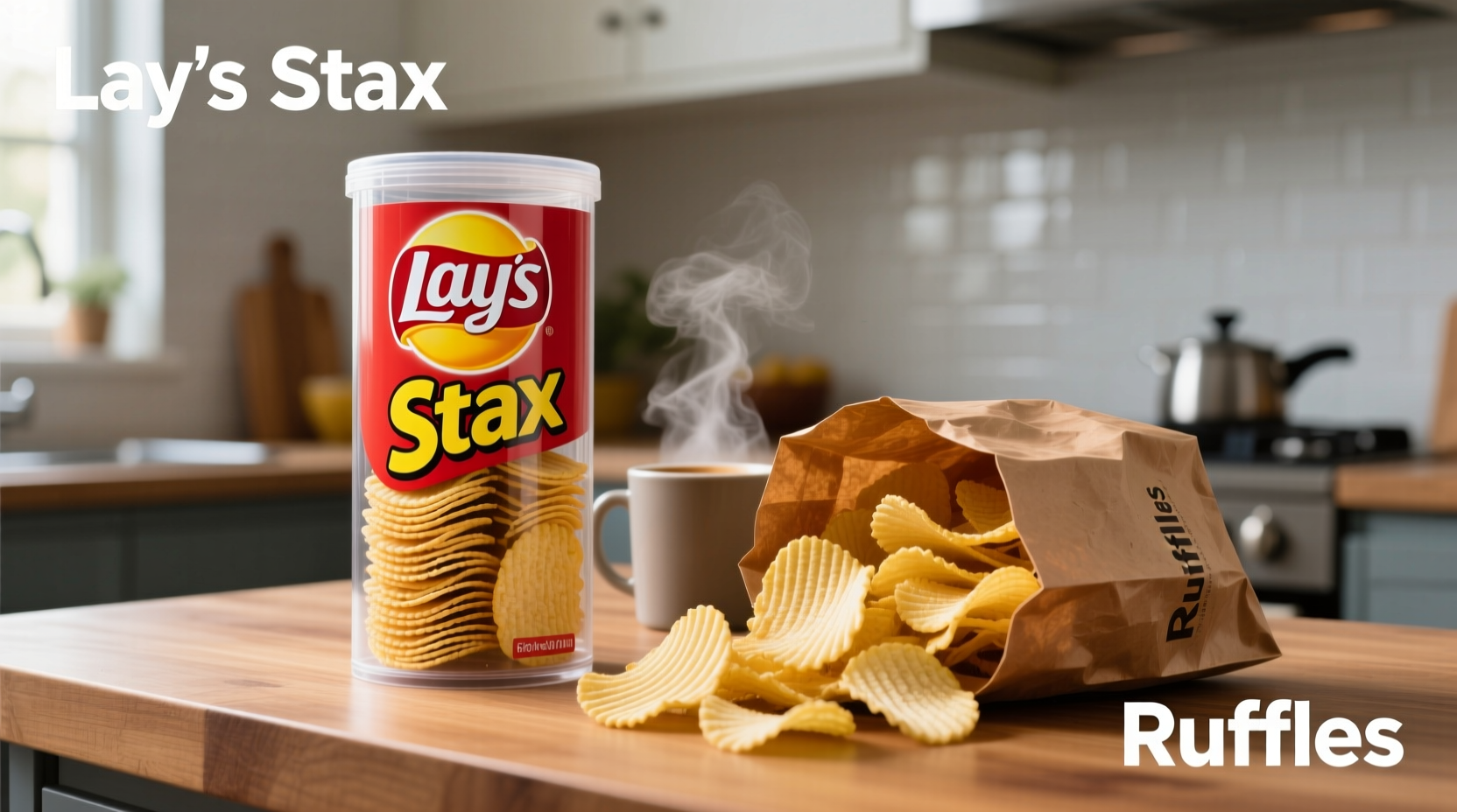 Lay's Stax versus Ruffles potato chip comparison
