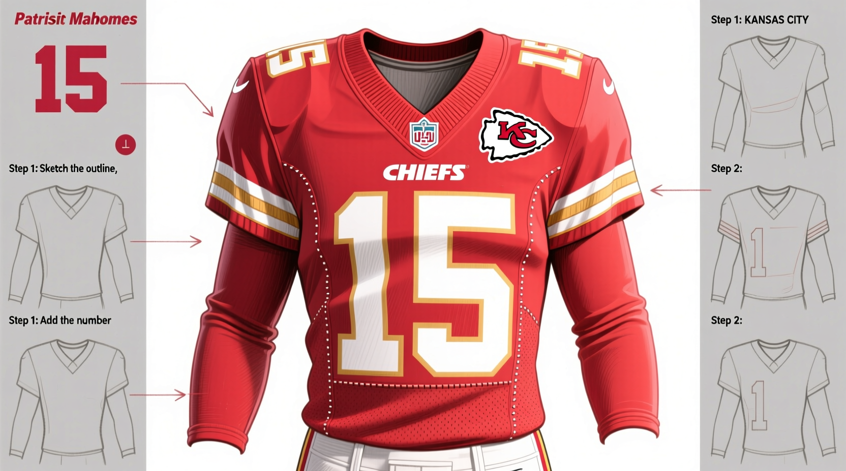 step by step guide how to draw patrick mahomes jersey with easy techniques