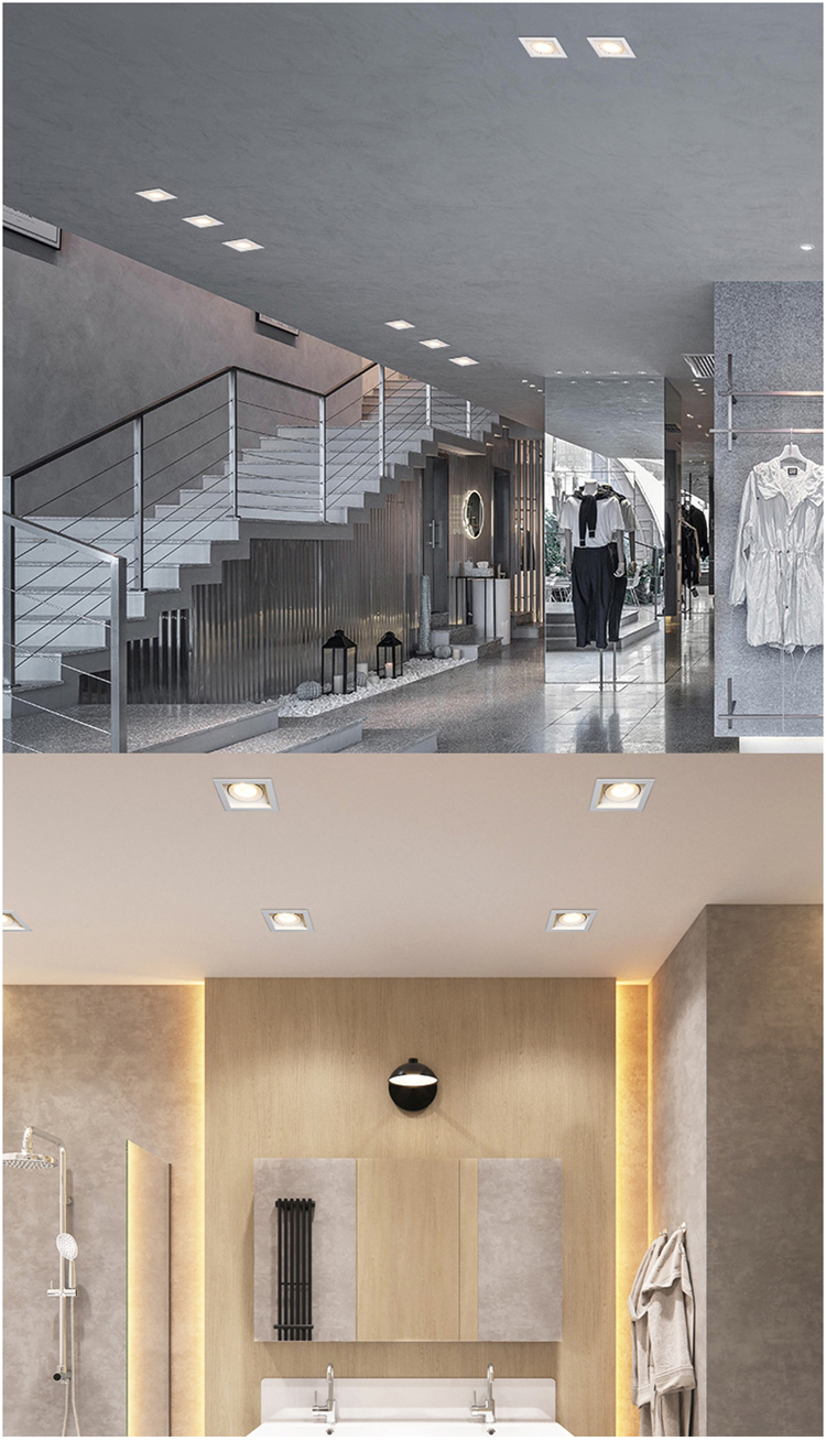 Square Rectangle Recessed Tunable White Silver Double Twin Two Head Grille Cob Led Downlight
