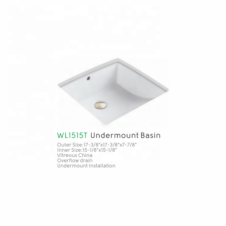 standard size white vitreous china wash basin