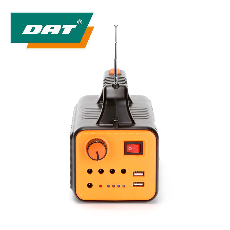 DAT brand Portable solar lighting system kit complete with 3 lamp and USB MP3 and radio solar energy light