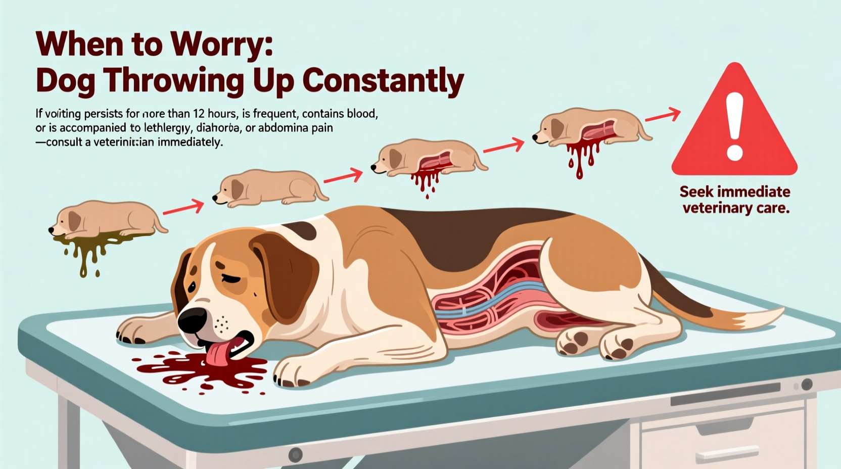 dog throwing up constantly causes treatment when to worry