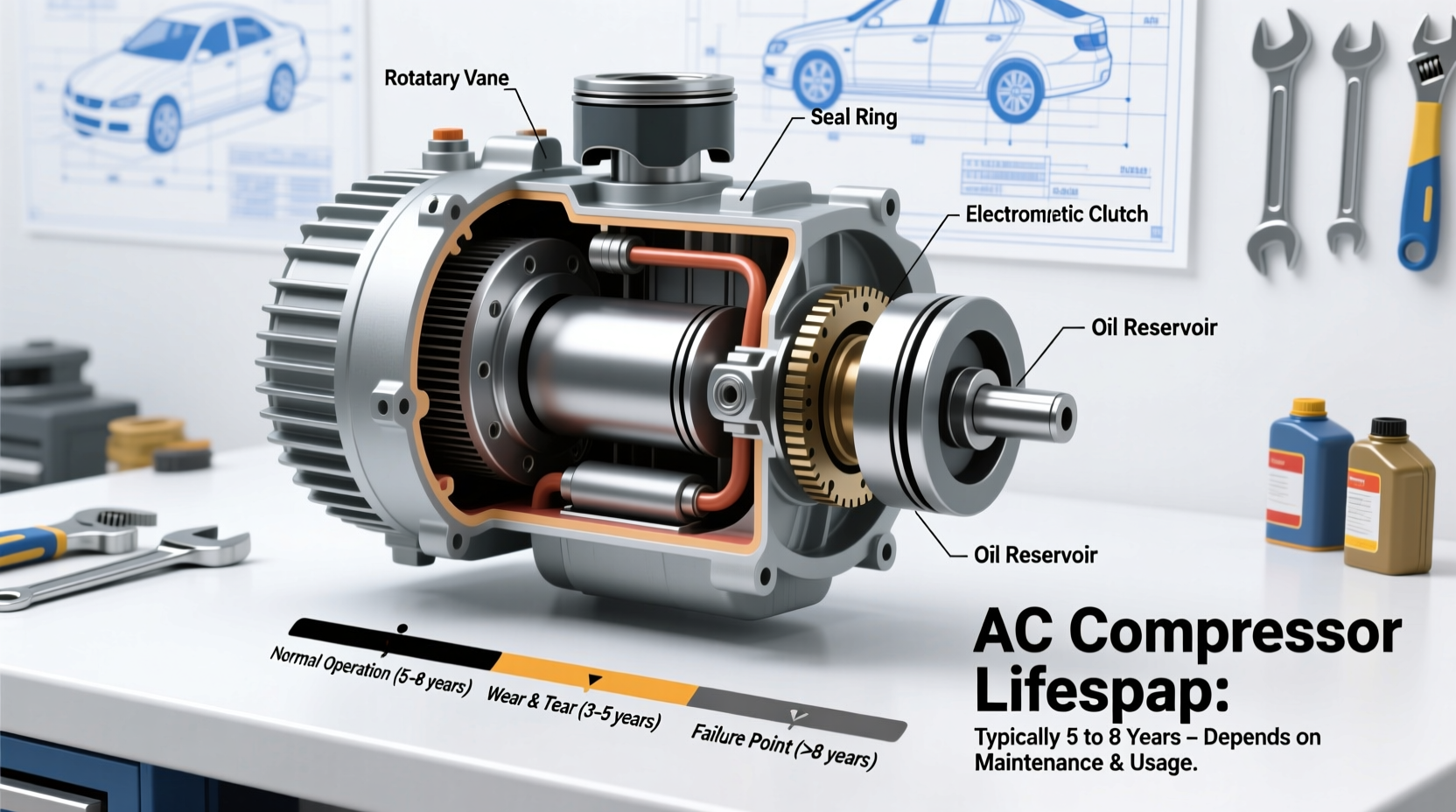 how long should an ac compressor last in a car