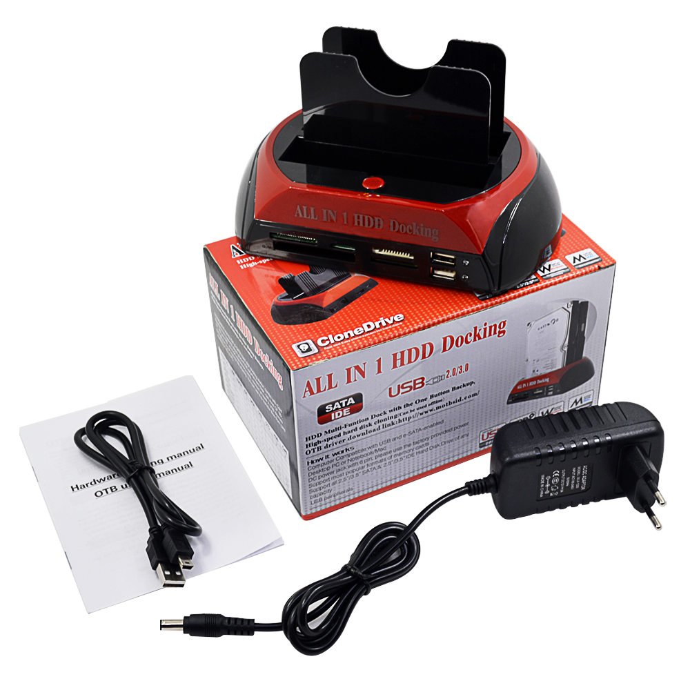 All In 1 HDD Docking Station USB 2.0 2.5" 3.5" IDE SATA External 4TB HDD Box Hard Disk Drive Enclosure Card Reader