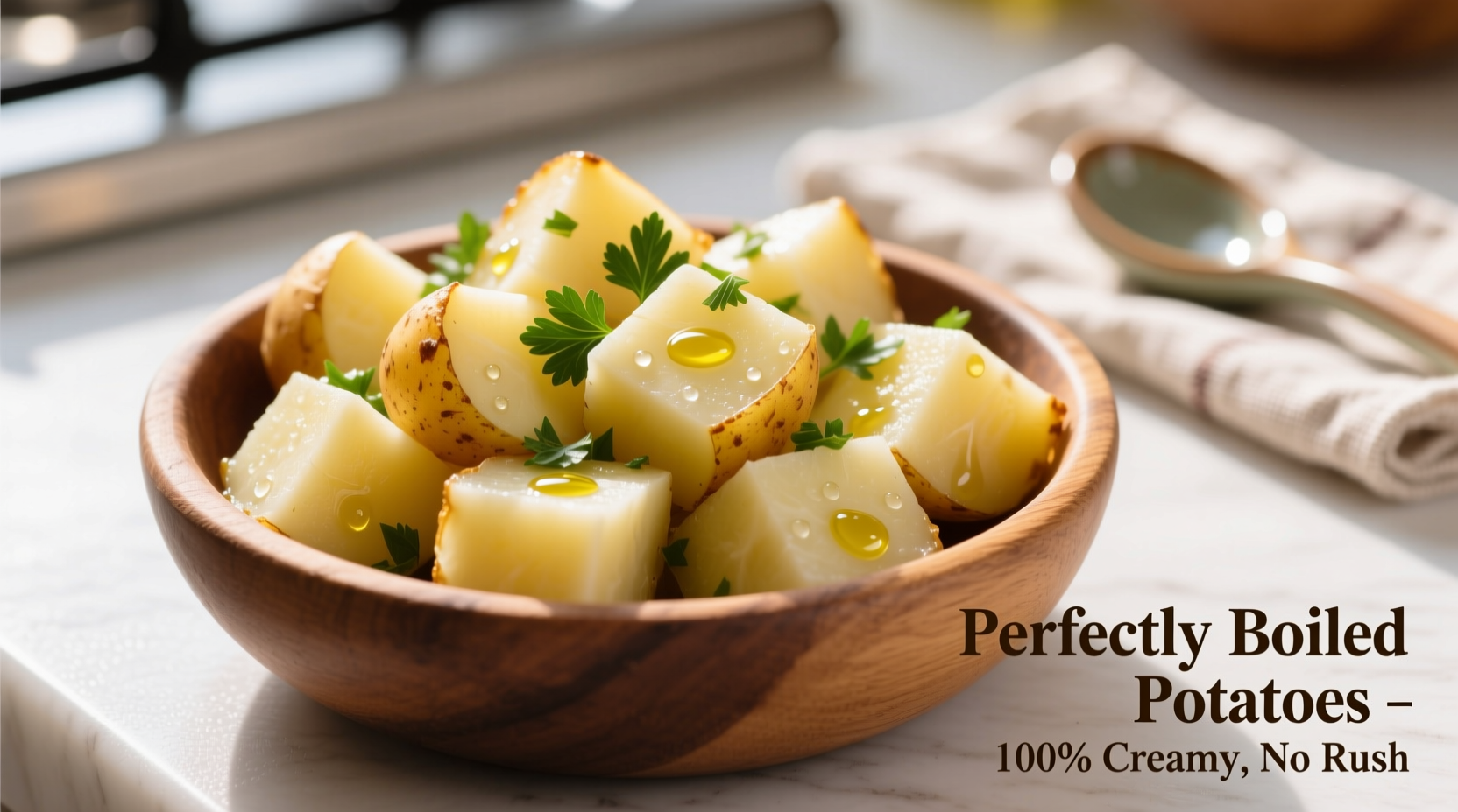 Perfectly boiled potato cubes for potato salad