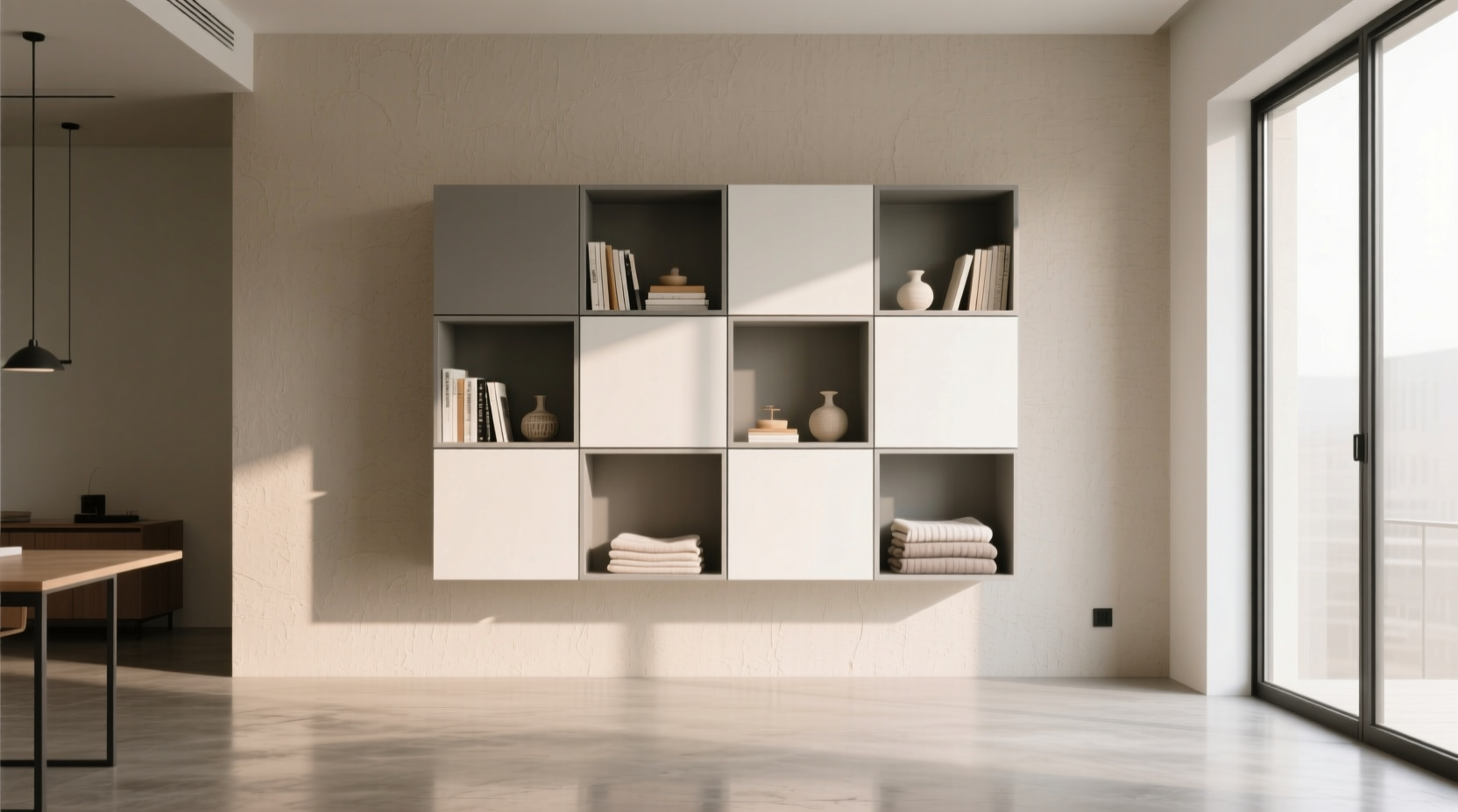 less desk and more storage a grid of organization