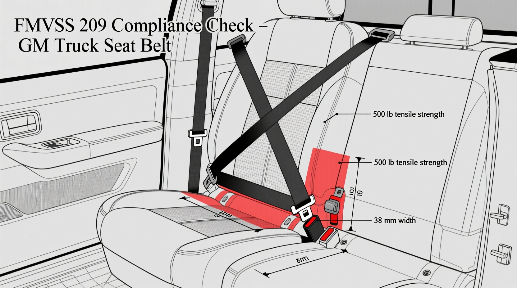 gm truck seat belt fmvss 209 check