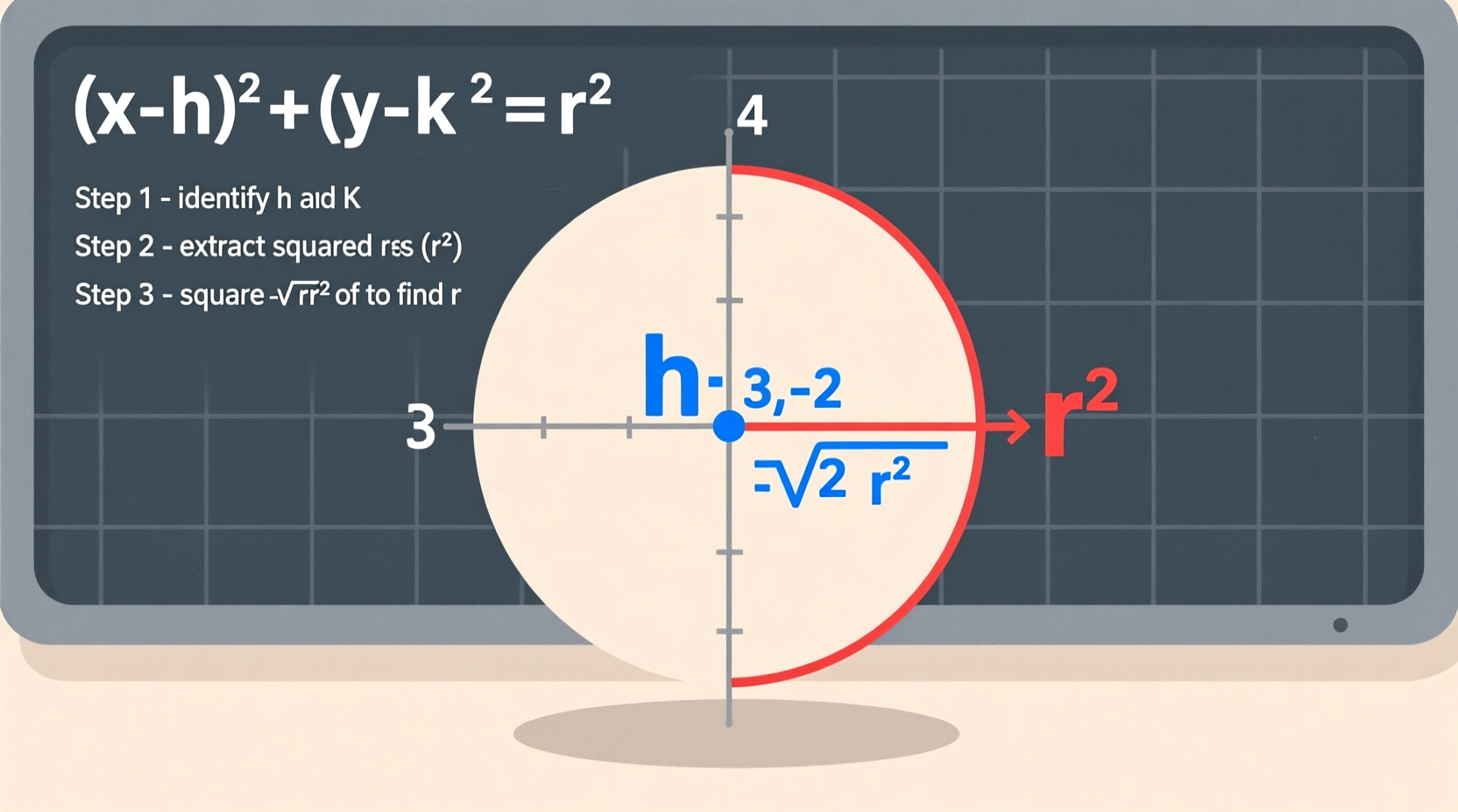 step by step guide how to derive the radius of a circle from its equation