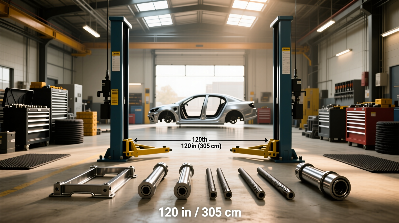 2 post lift spacing parts guide