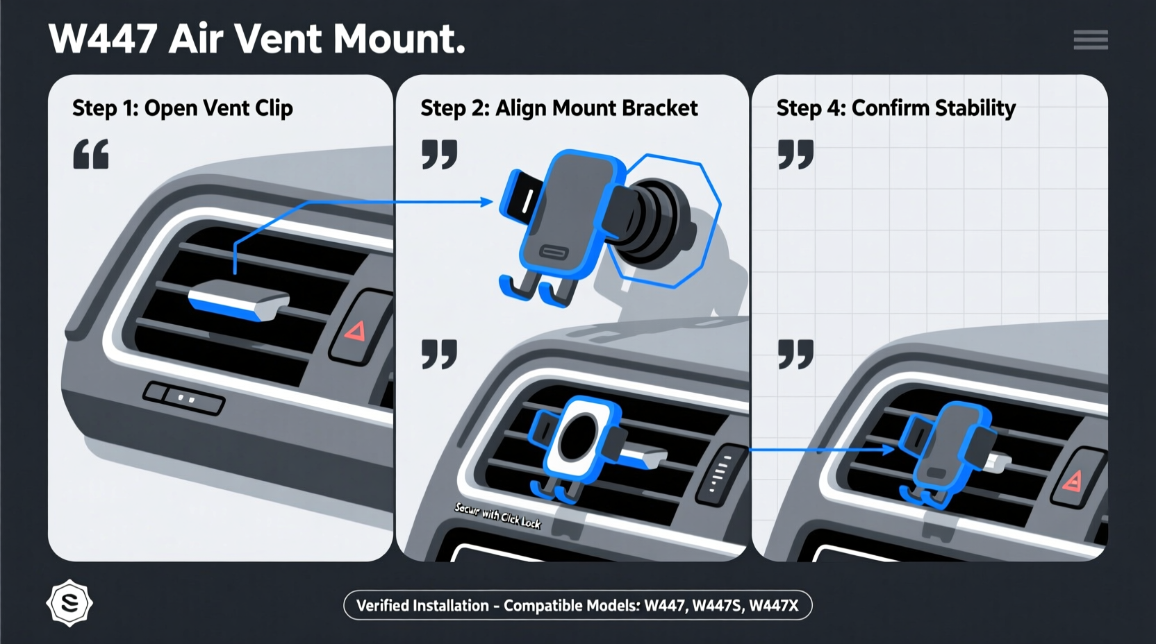 w447 air vent mount install