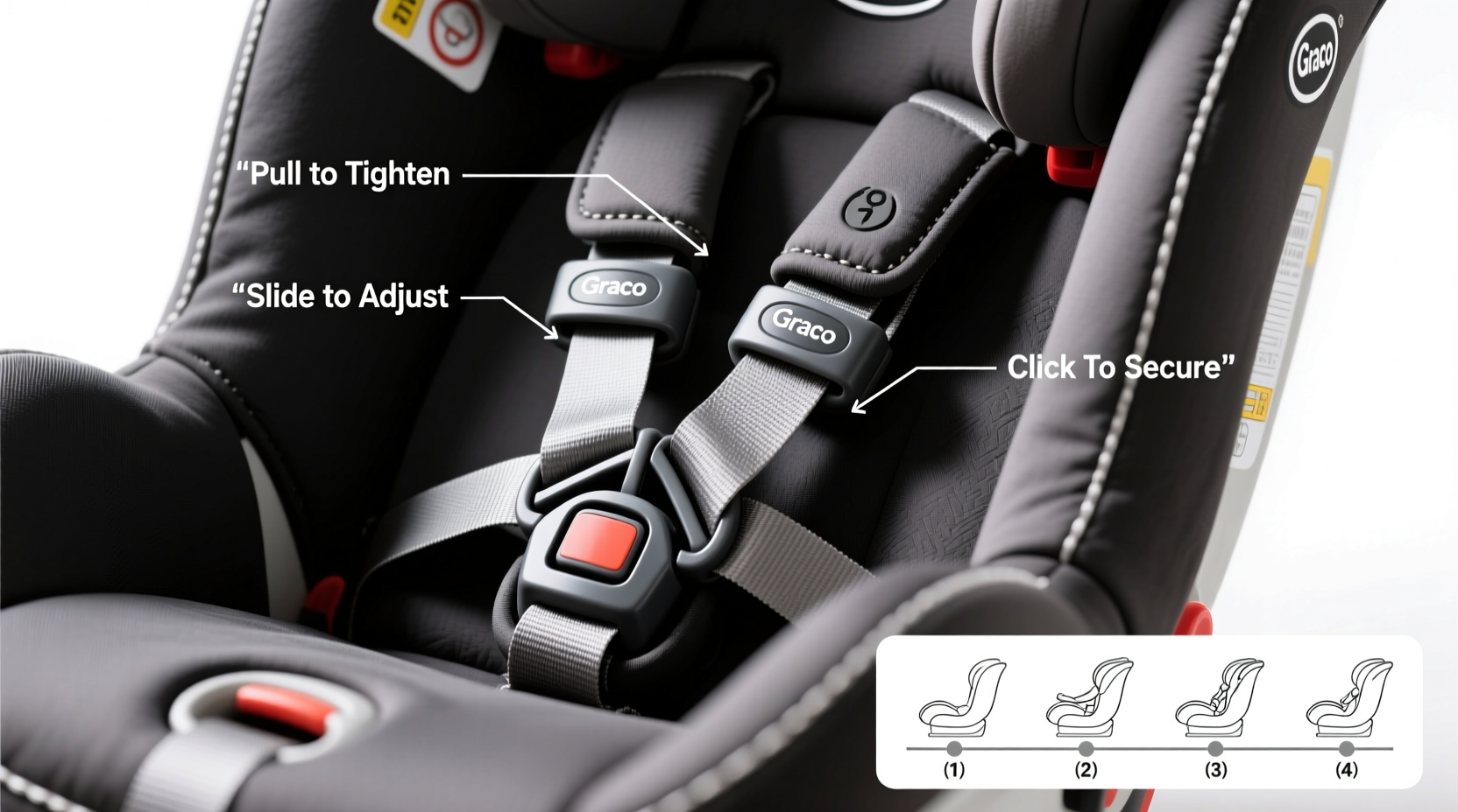 how to adjust graco car seat straps