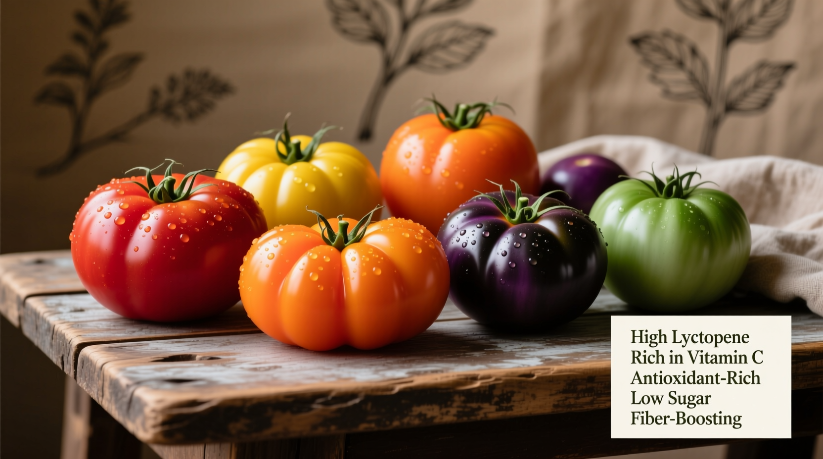 Colorful tomato varieties showing nutritional differences