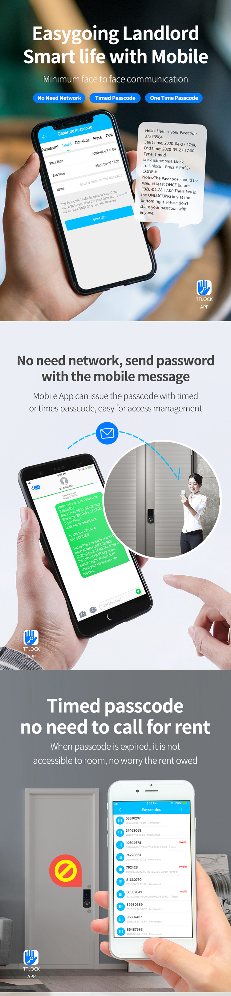 Factory Customized apartment Keyless Password electronic deadbolt smart door lock