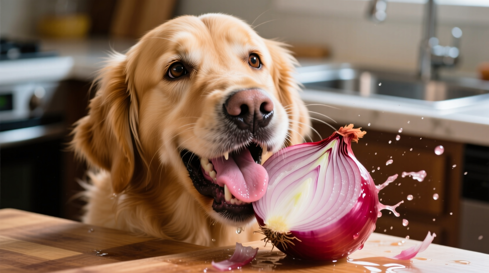 dog eats onion