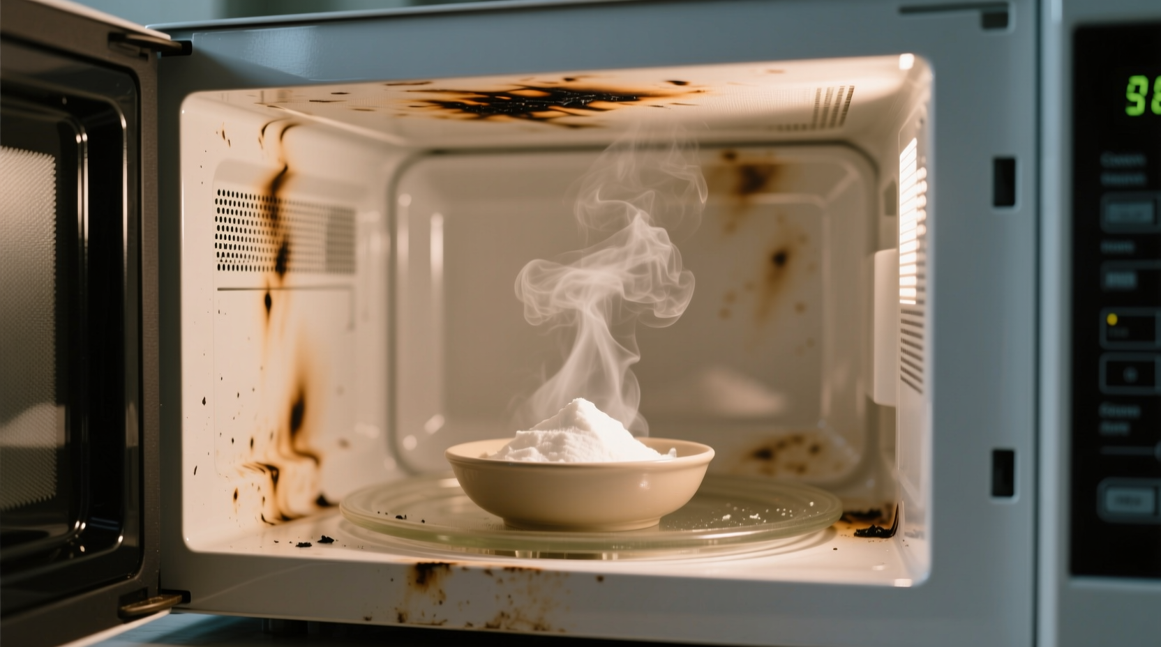 how to get burnt smell out of microwave