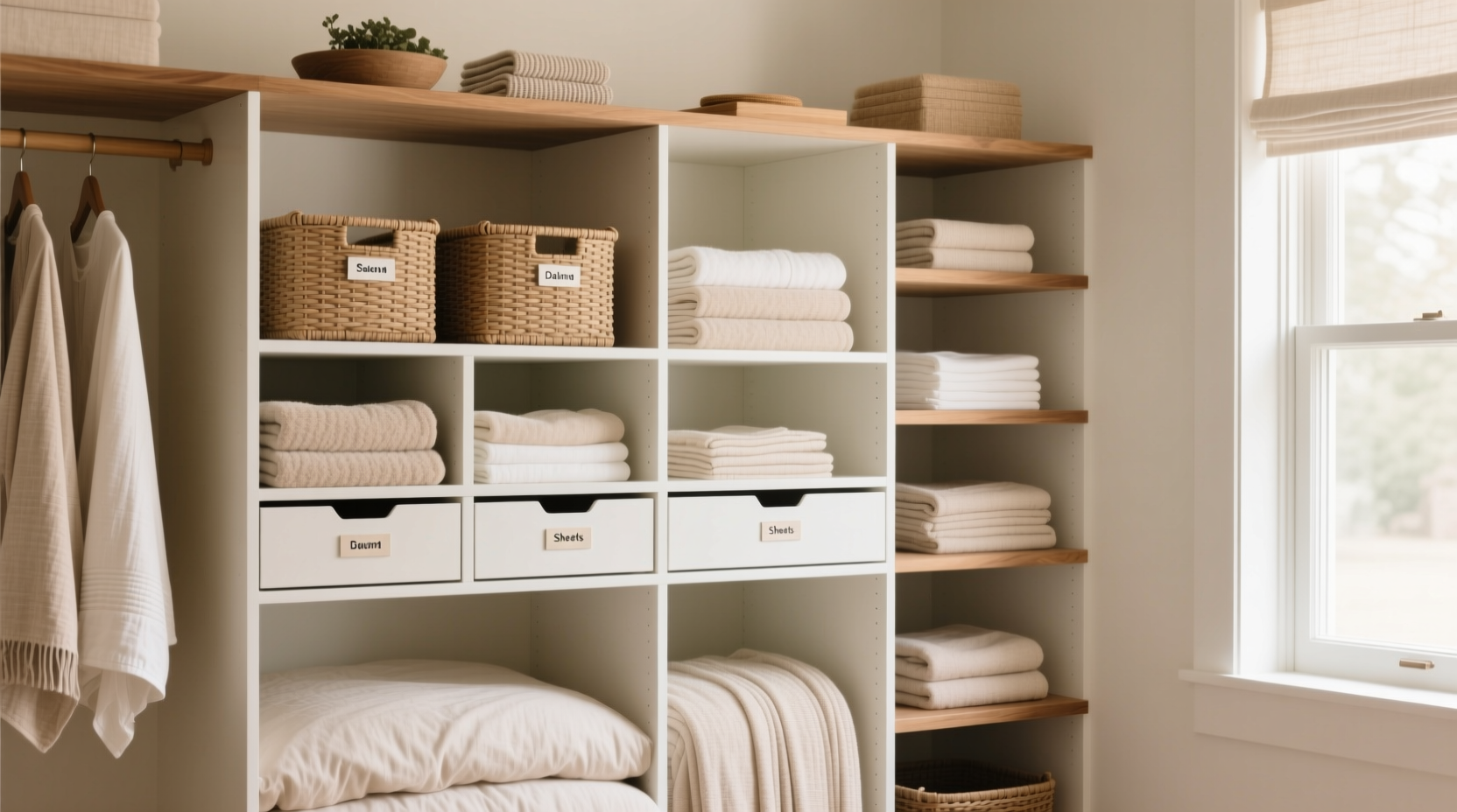 linen closet organizing zones