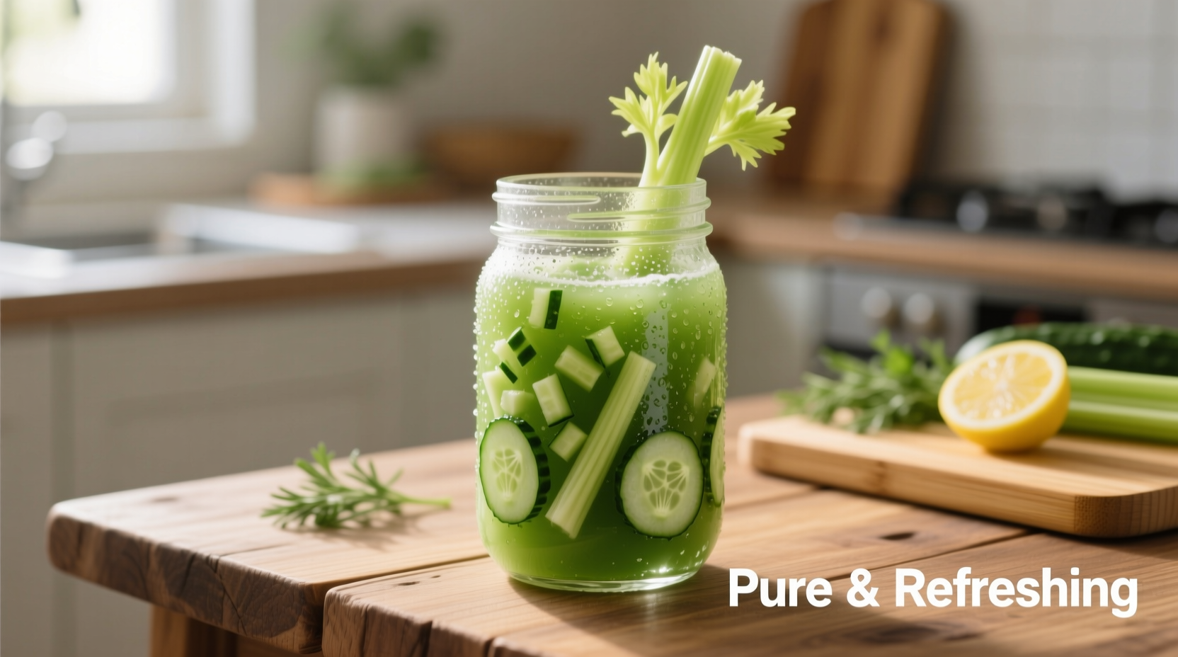 Fresh cucumber celery juice in glass
