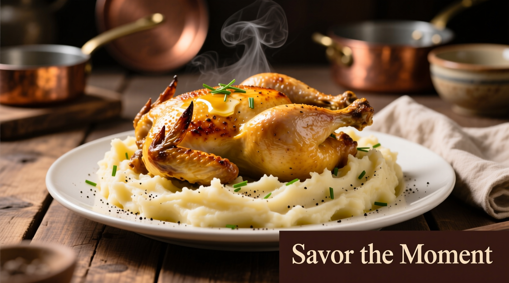 Golden roasted chicken with creamy mashed potatoes