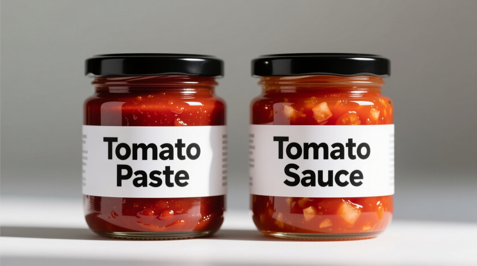 Tomato paste and tomato sauce side by side comparison
