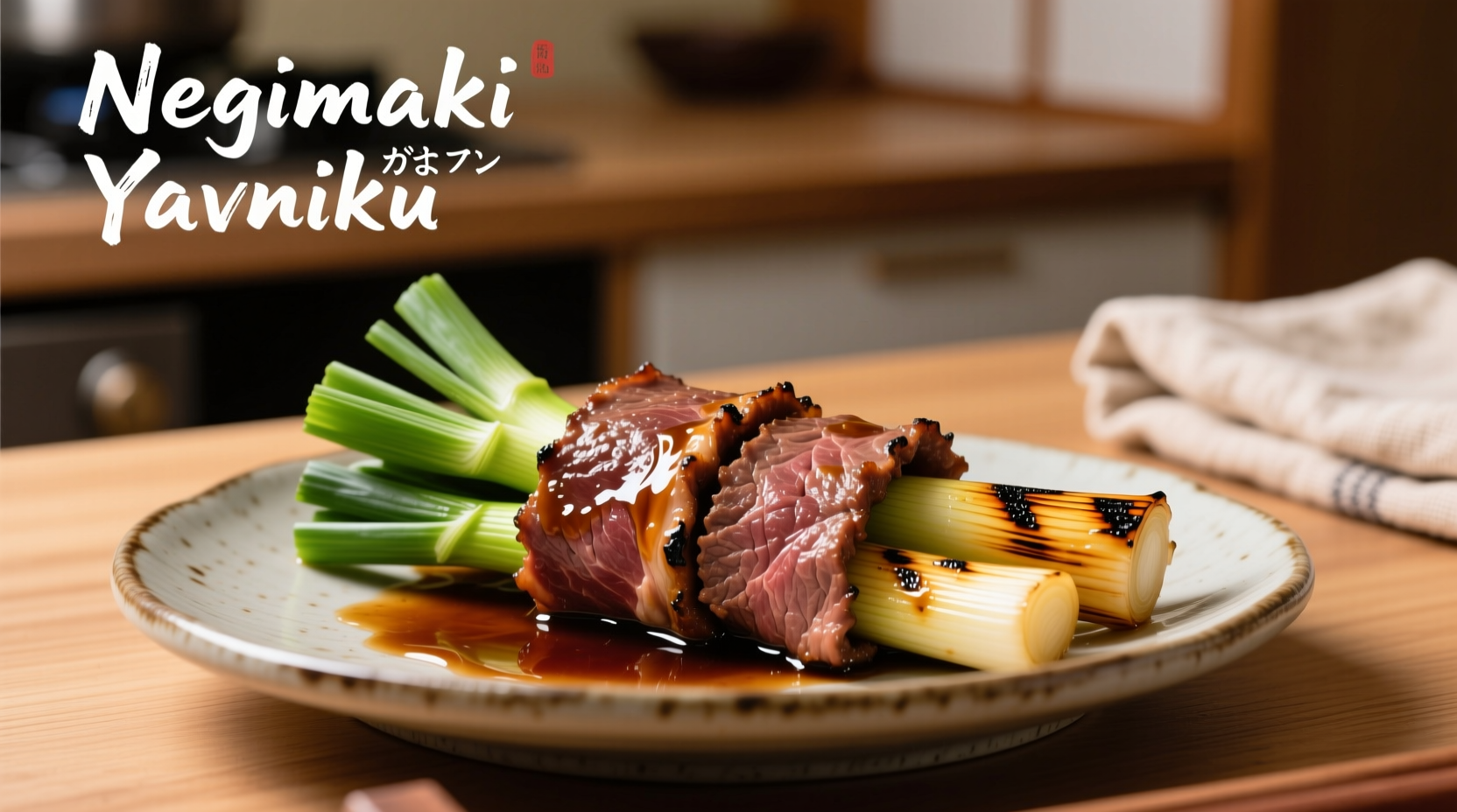 Japanese negimaki with grilled scallions and beef