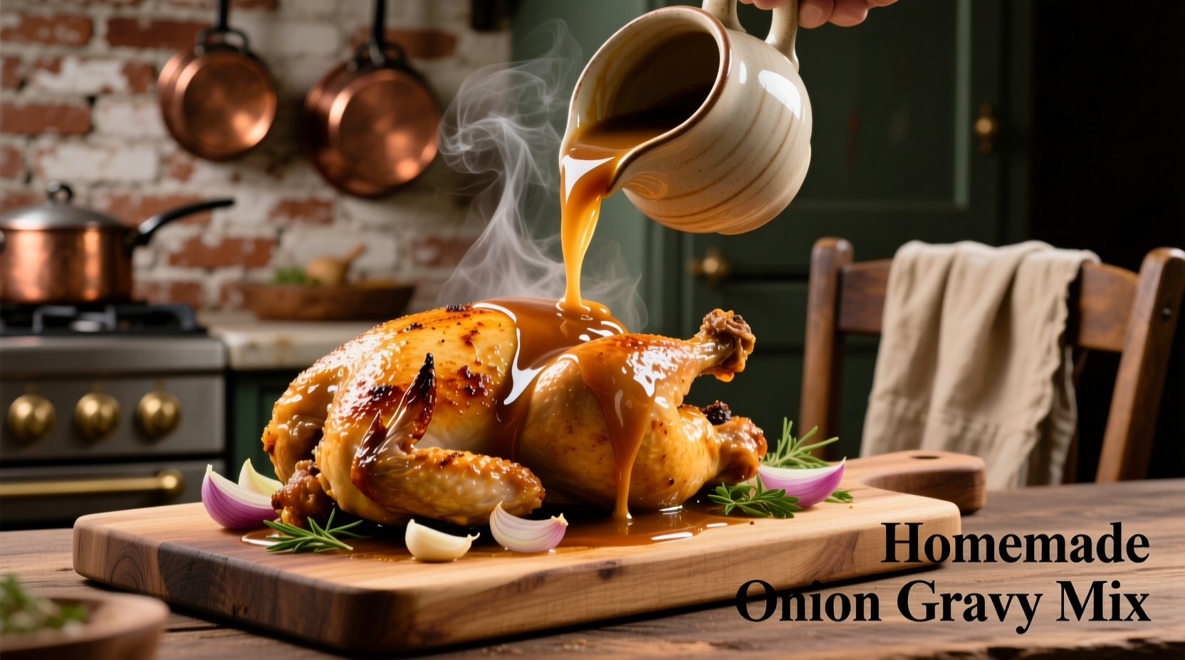 Onion gravy mix transforming roasted chicken