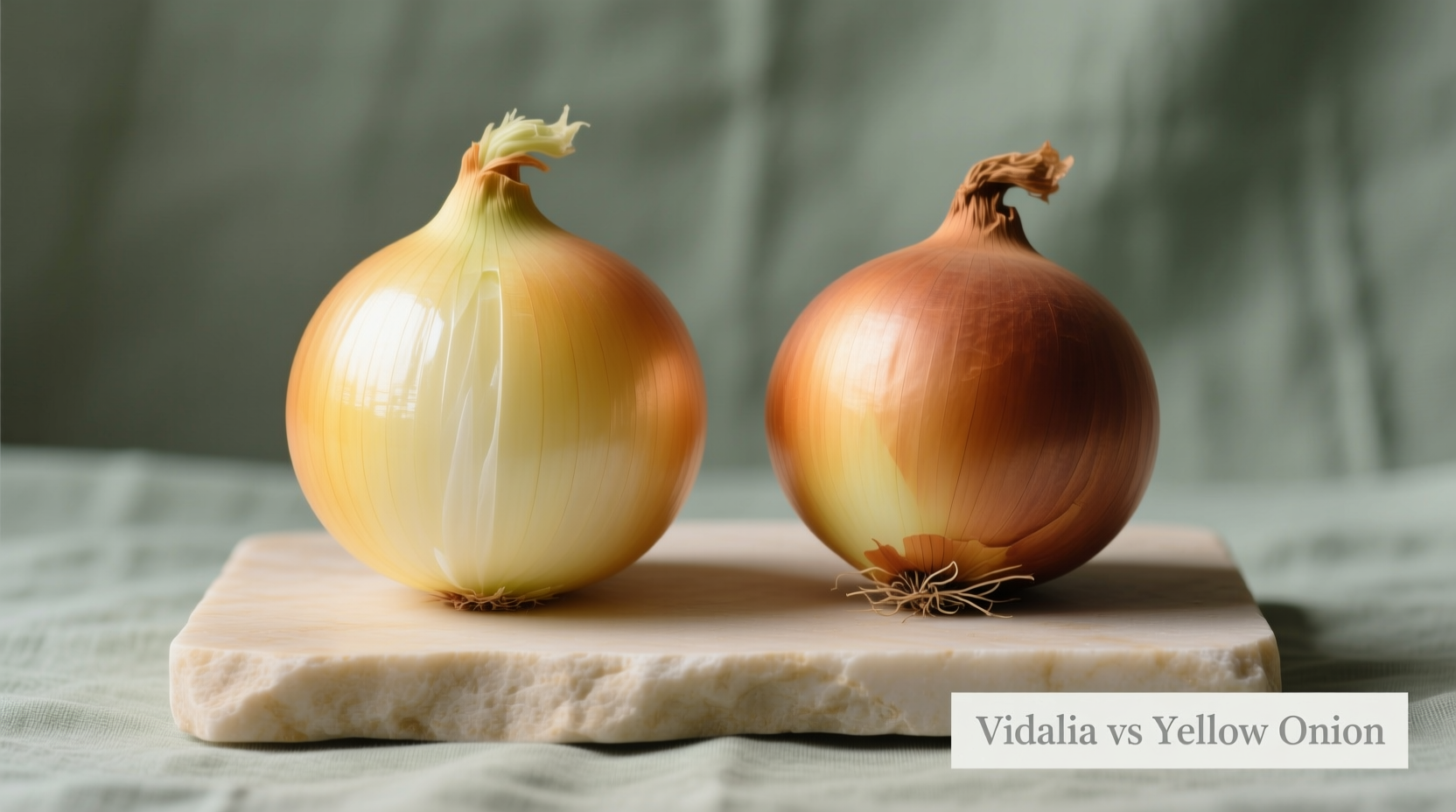 Vidalia and yellow onions side by side comparison