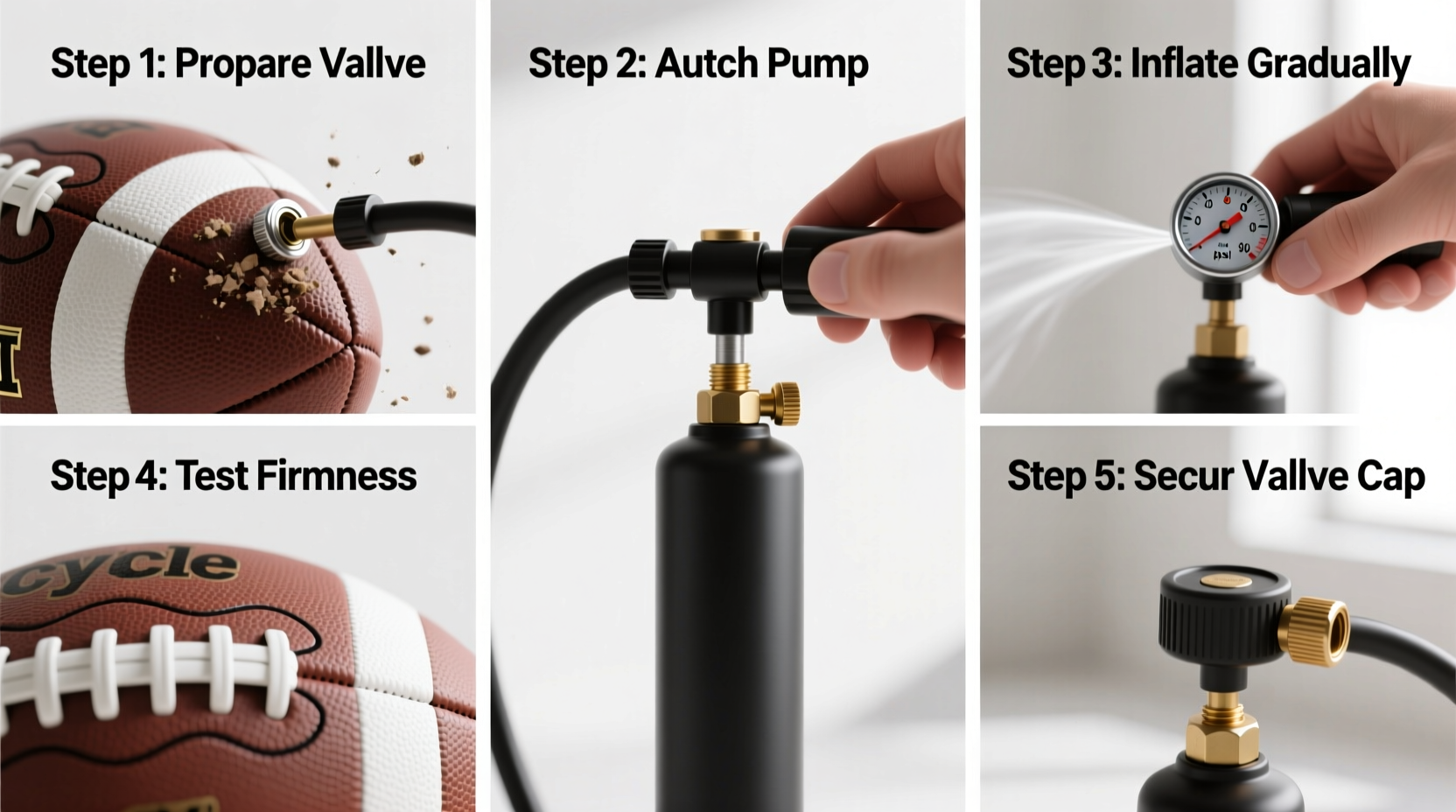 step by step guide how to efficiently fill air in a football using a cycle pump at home