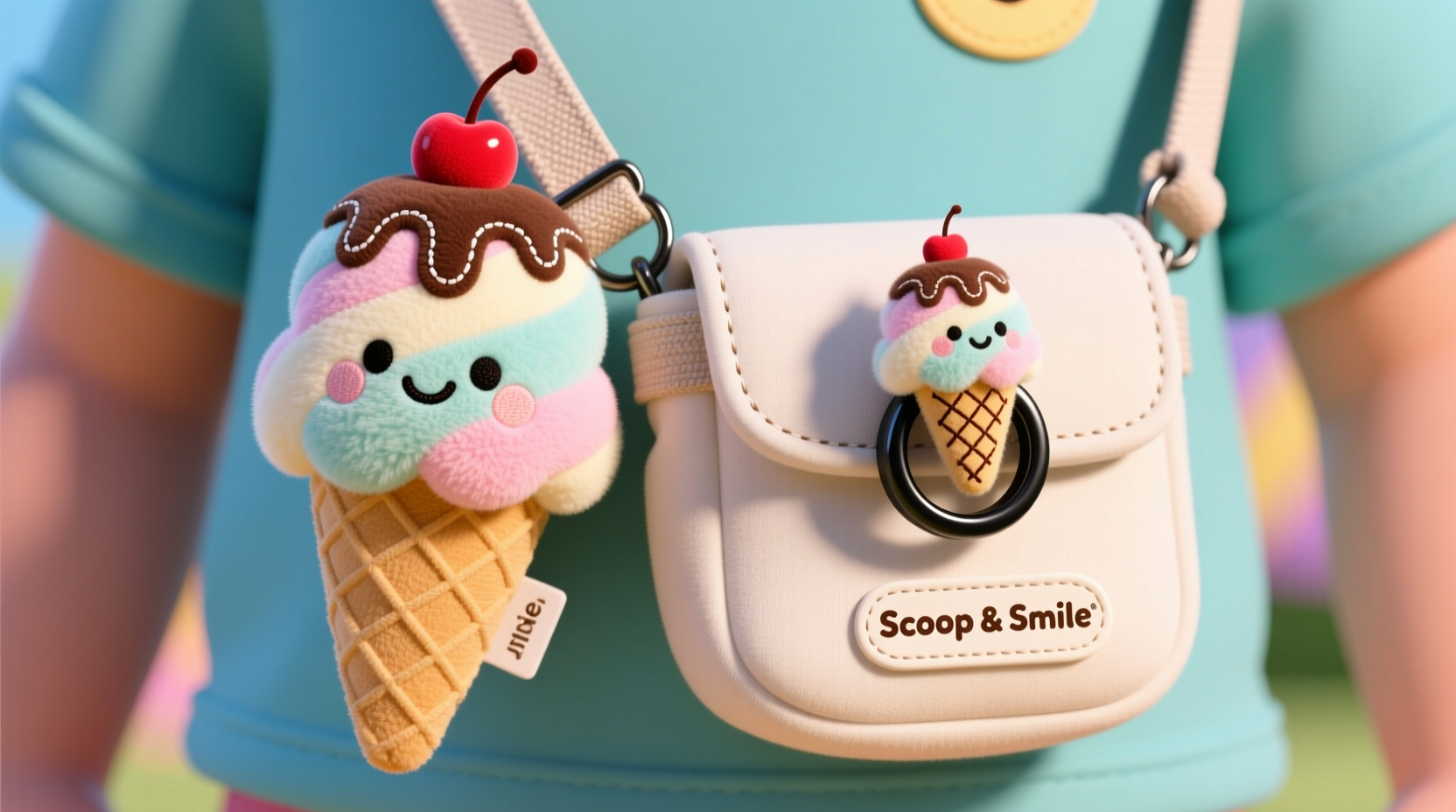 creative ways to style ice cream plushies on bags and rings for a fun personalized look
