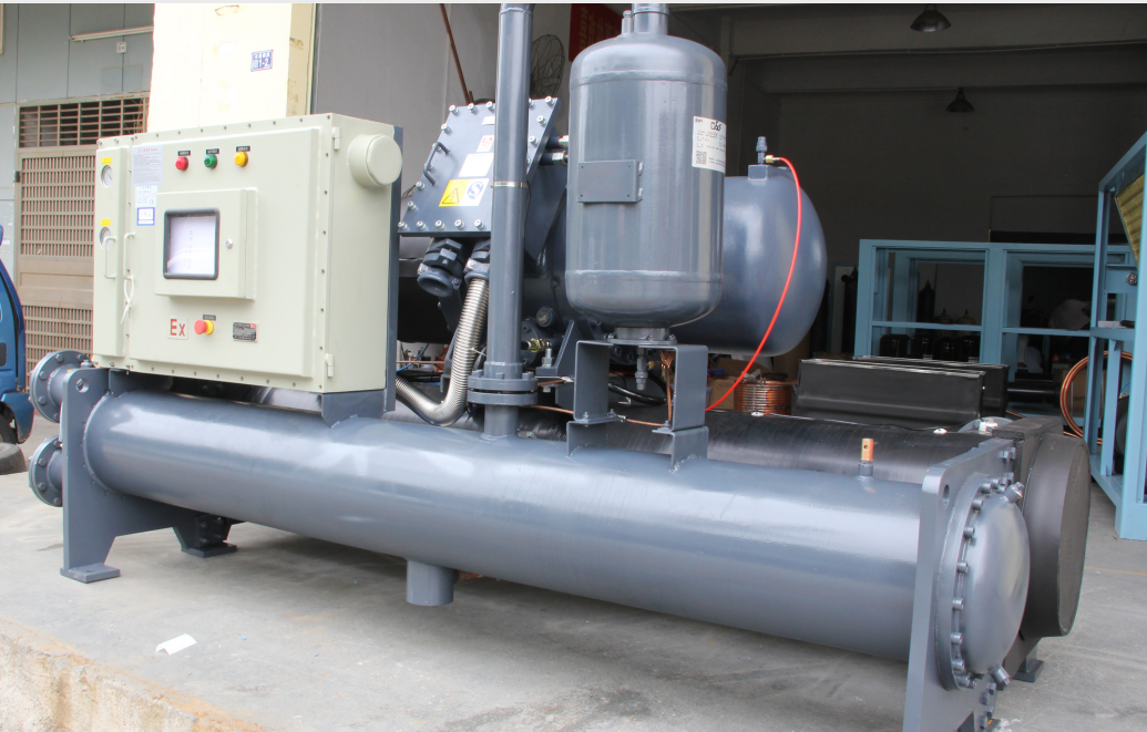 380kw 100hp double compressors water cooled screw type chiller
