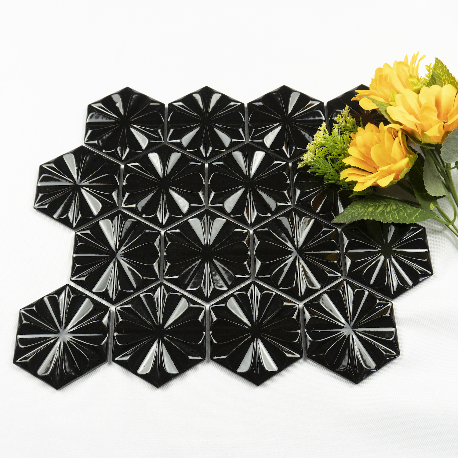 Black Hexagonal Mould Wall Decoration Ceramic Mosaics Ceramic Wall Tiles