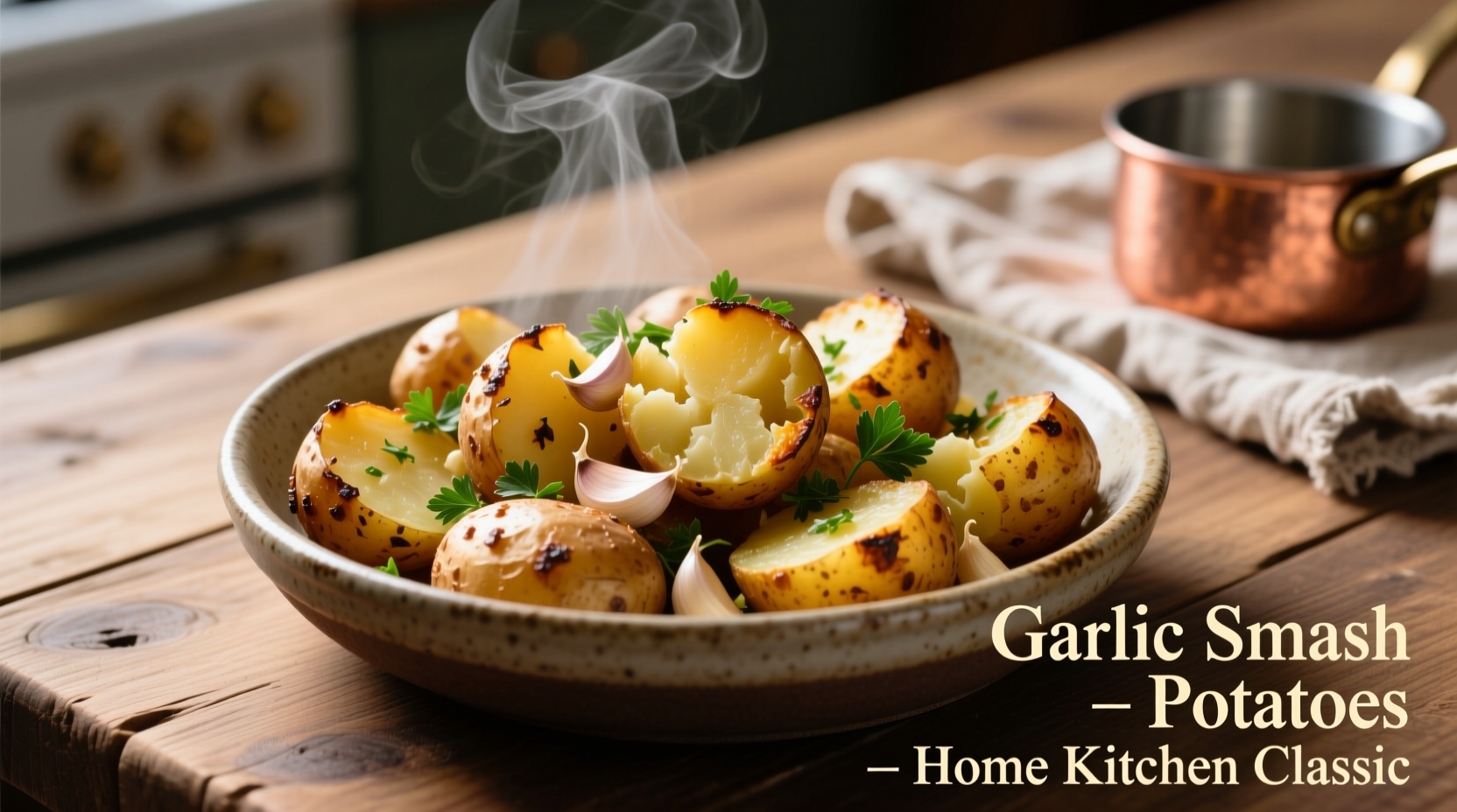 smashed garlic potatoes