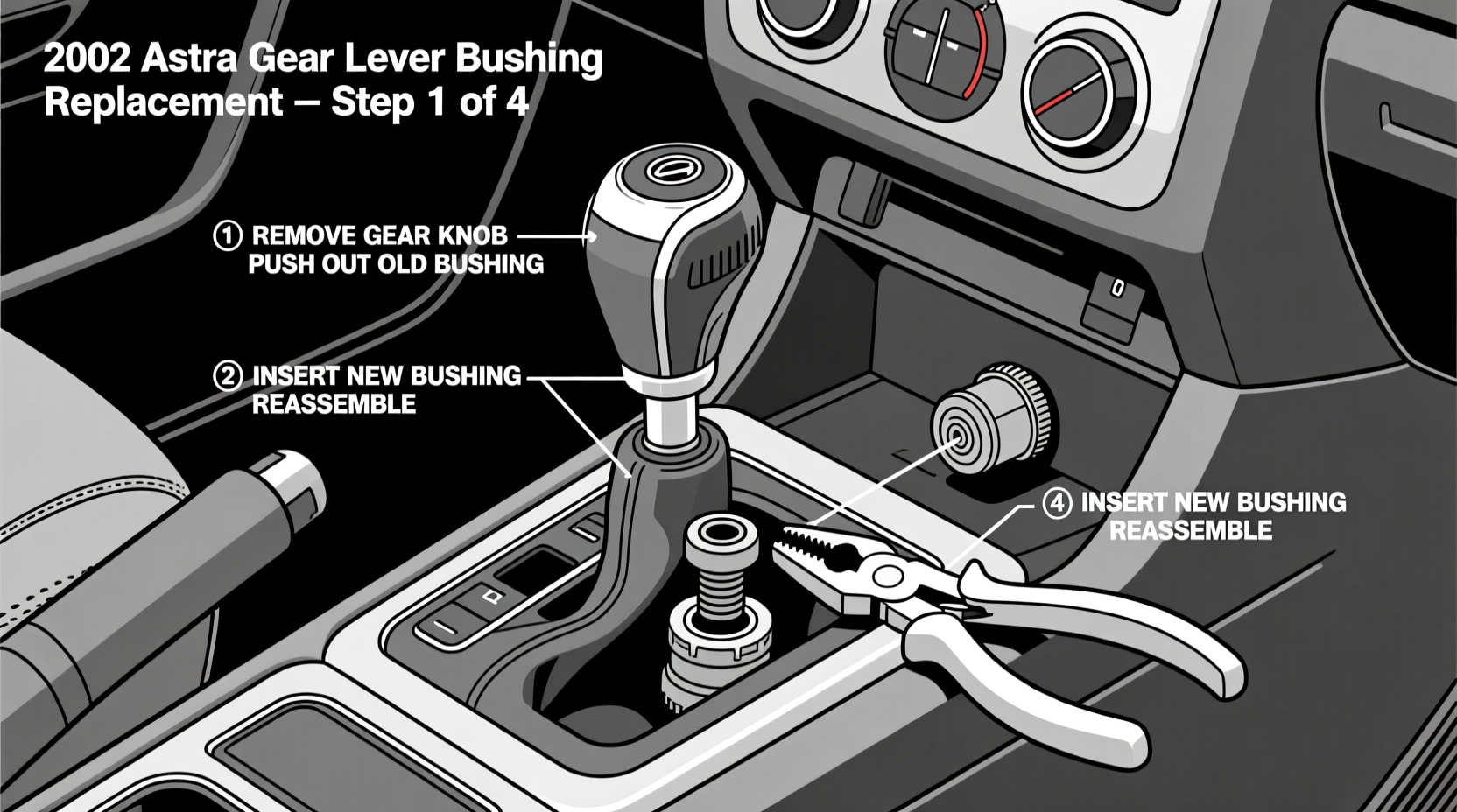 astra 2003 gear lever bushing replace