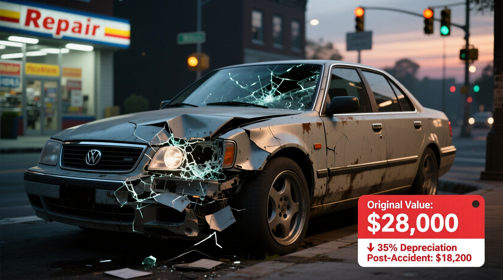 how much does a car depreciate after an accident