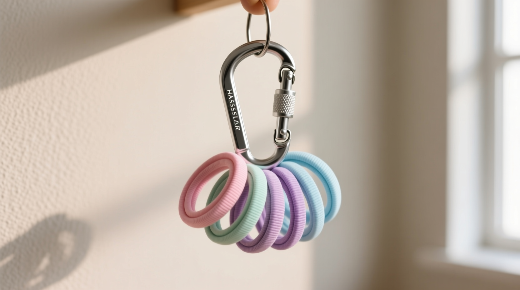 store hair ties on a carabiner