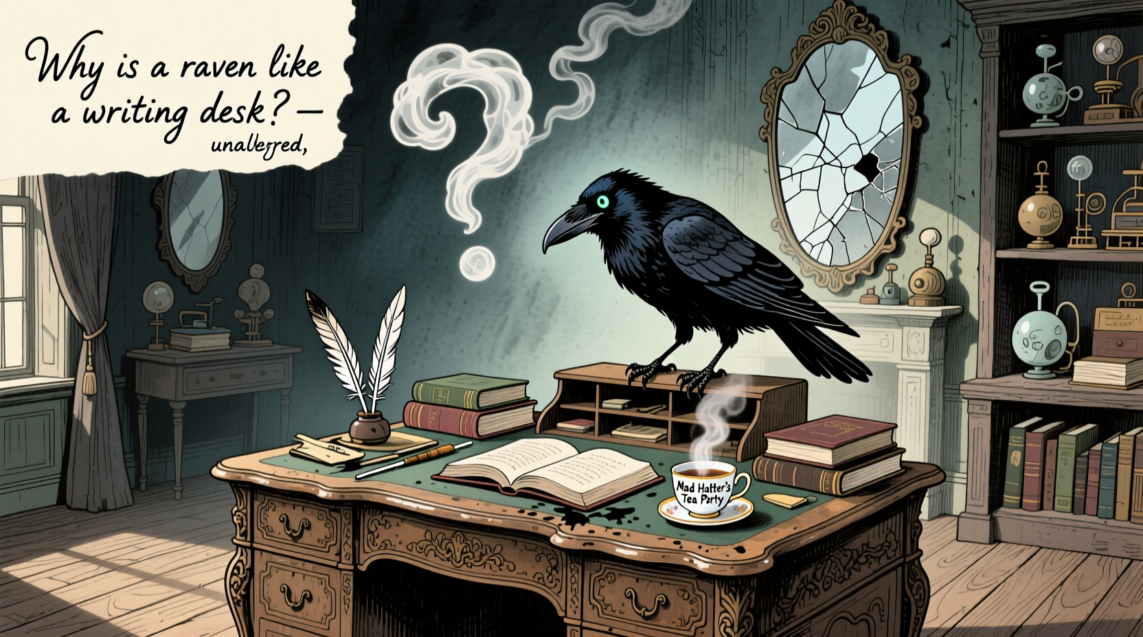 why is a raven like a writing desk exploring the mad hatters riddle