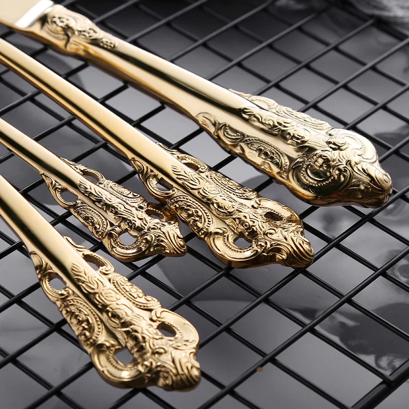 European Royal gold cutlery with luxury handle stainless steel 18/10 Tableware High Grade