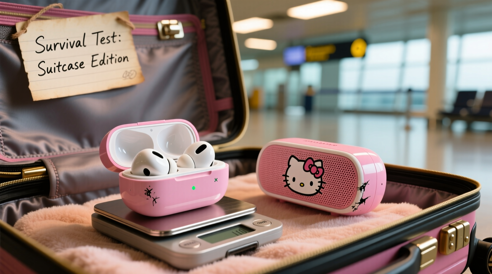 hello kitty earbuds or bluetooth speaker for travel which one will survive my suitcase