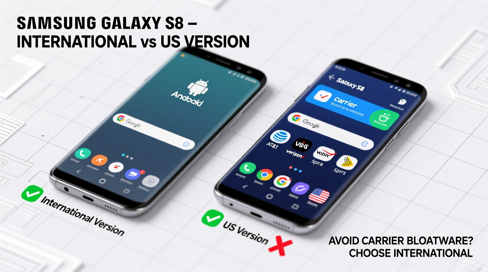 samsung galaxy s8 international vs us version which one avoids carrier bloatware