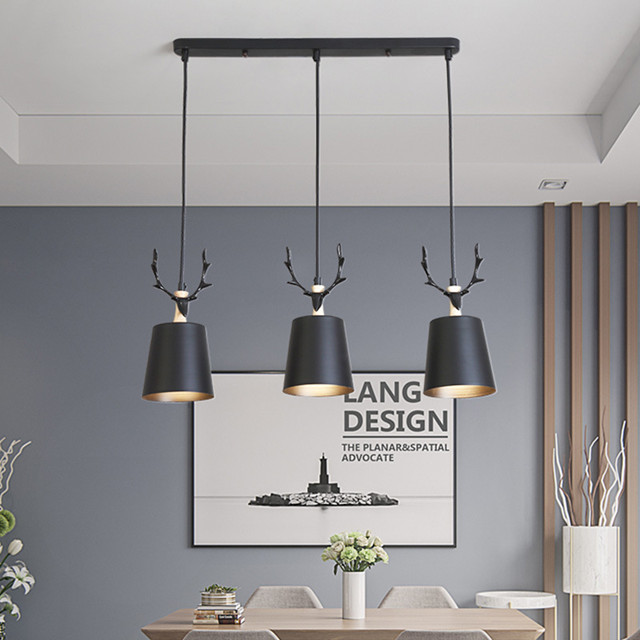 Nordic restaurant chandelier three-head simple modern dining room lamps study bedroom cafe creative personality antler lamps