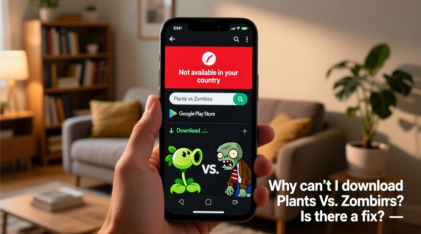 why cant i download plants vs zombies on my android is there a fix
